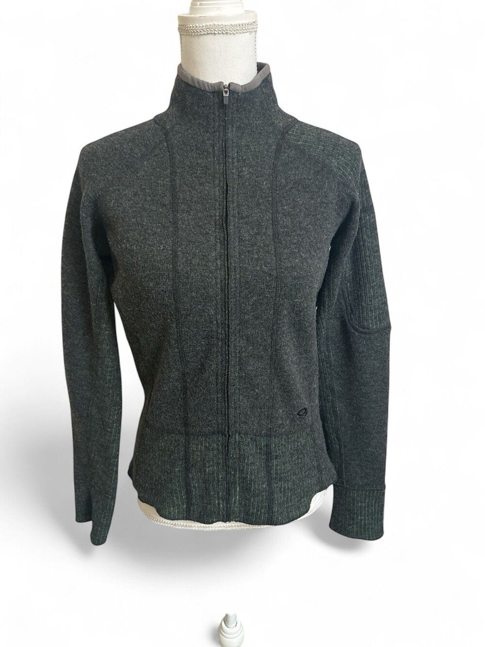 Mountain Hardwear Women's S Sarafin Sweater Jacket Wool Blend Green & Black Zip